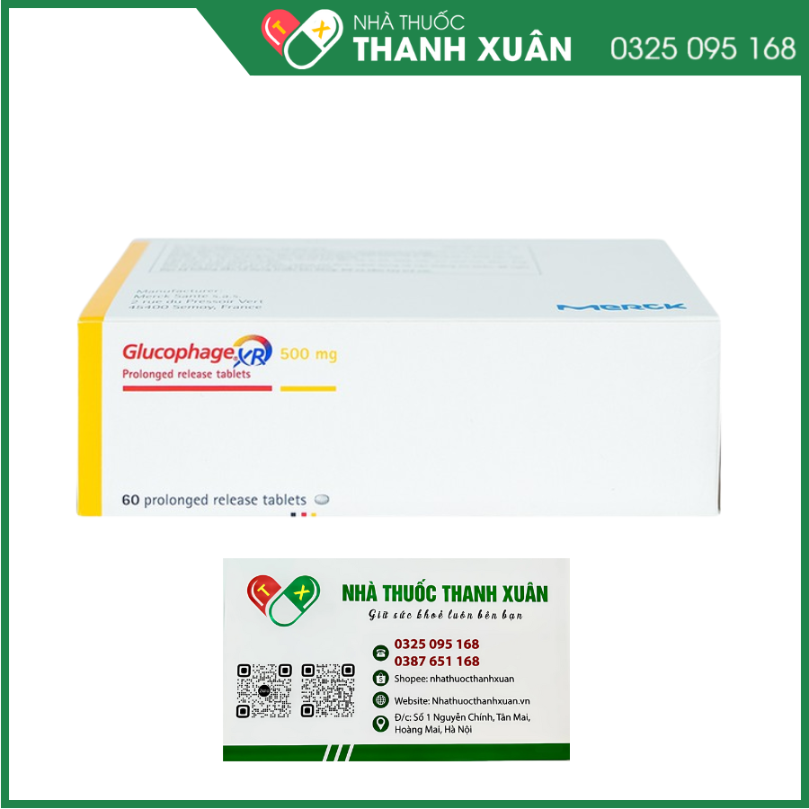 Glucophage XR 500 mg điều trị tiểu đường tuýp II